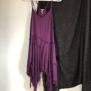 Free People Tattered Slip Dress Purple XS